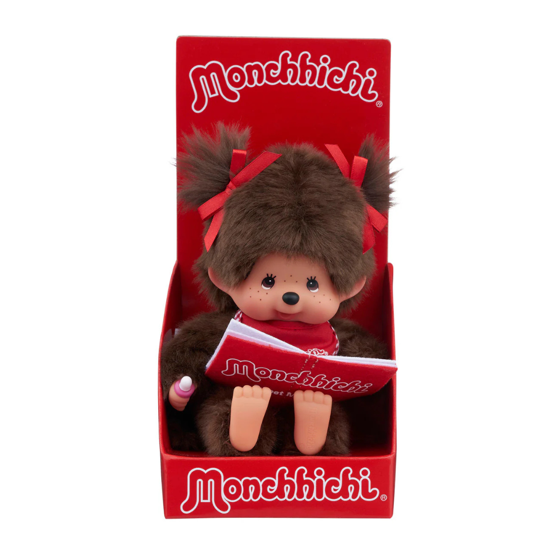 Monchhichi Sitting & Reading Girl Plush Doll