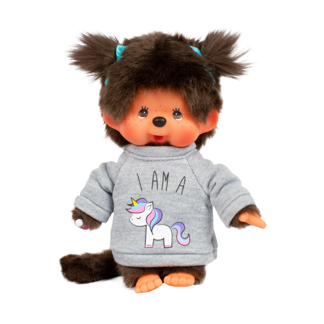 Monchhichi Girl w/ Unicorn Sweater Plush Toy