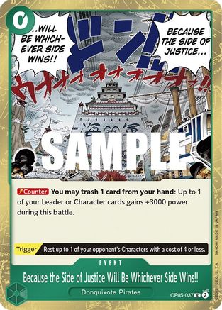 Because the Side of Justice Will Be Whichever Side Wins!! OP05-037 R Awakening of the New Era  Foil