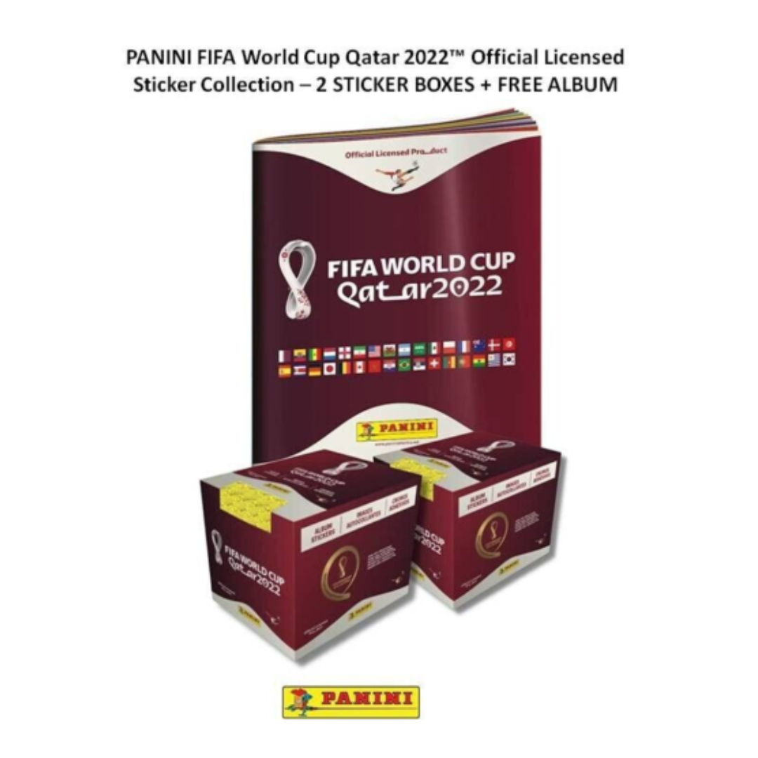 PANINI SOCCER OFFICIAL LICENSED FIFA WORLD CUP QATAR 2022, 2 BOXES + FREE ALBUM